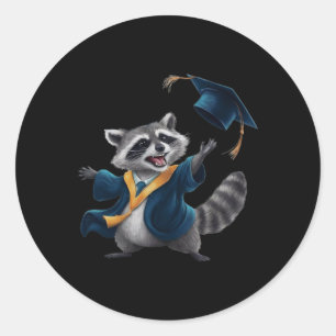 Abschluss Raccoon Runder Aufkleber