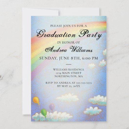 Abschluss Rainbow Grad Cap Script Ankündigung (Rückseite)