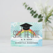 Abschluss Rainbow Save the Date Grad Cap Ankündigungspostkarte (Stehend Vorderseite)