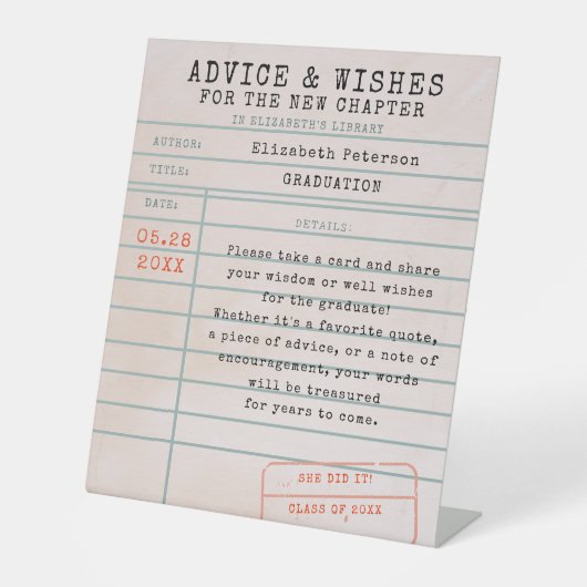 Abschluss-Ratschläge zum Thema Bibliothekskarte Sockelschild (Vorderseite)