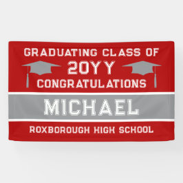 Abschluss "Red and Silver Gray School Colors" Banner