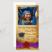 ABSCHLUSS RED BROWN WAX SIEGEL MONOGRAM lila Ankündigung (Vorne/Hinten)