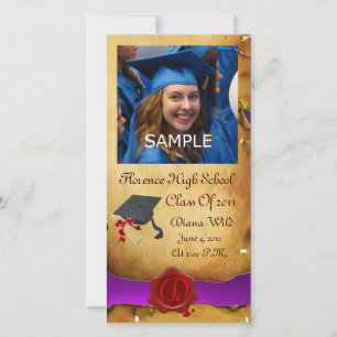 ABSCHLUSS RED BROWN WAX SIEGEL MONOGRAM lila Ankündigung