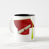 Abschluss Red Cap Class of 20XX Add Name Zweifarbige Tasse (Vorderseite Links)