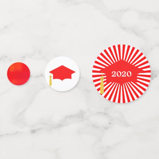 Abschluss Red Cap & Red Rays Confetti Konfetti (Vorderseiten)