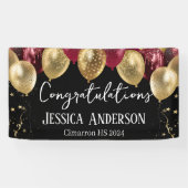 Abschluss Red Gold Balloons Banner (Horizontal)