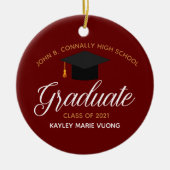 Abschluss Red Gold Custom High School Name Keramik Ornament (Vorne)
