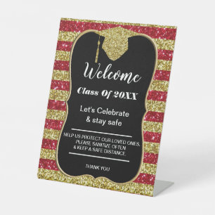 Abschluss Red Gold Streifen Party Sicherheit Sockelschild