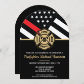 Abschluss Red Line Feuerwehrmann-Party Einladung (Vorne/Hinten)