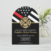 Abschluss Red Line Feuerwehrmann-Party Einladung (Stehend Vorderseite)