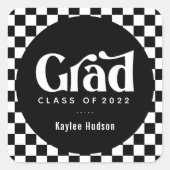 Abschluss Retro-Typ Quadratischer Aufkleber (Vorderseite)