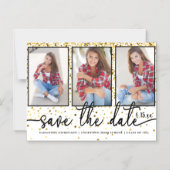 Abschluss Rett 4 Foto Gold Glitzer Weiß Magneteinladung (Vorderseite)