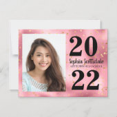 Abschluss Rett Datum Foto Rosa Goldstars Schwarz Magneteinladung (Vorderseite)