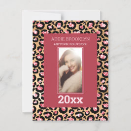 Abschluss Rett Datum Foto Rosa Schwarze Geparde Magneteinladung
