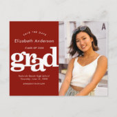 Abschluss rette Datum Foto fett formatiert Typogra Einladungspostkarte (Vorderseite)