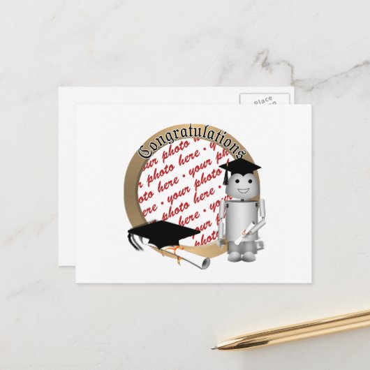 Abschluss Robot Foto Frame Ankündigungspostkarte (Vorderseite/Rückseite Beispiel)