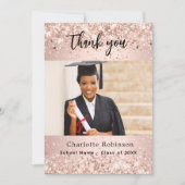 Abschluss Rose Gold Foto Vielen Dank Einladung (Vorderseite)