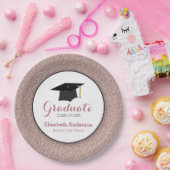 Abschluss Rose Gold Glitzer Elegant Pappteller (Party)