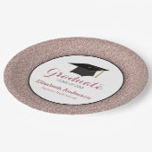 Abschluss Rose Gold Glitzer Elegant Pappteller (Schrägansicht)