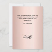 Abschluss Rose Gold Rose Foto Dank Karte (Rückseite)