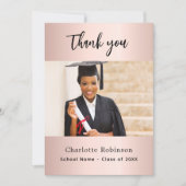 Abschluss Rose Gold Rose Foto Dank Karte (Vorderseite)