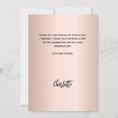 Abschluss Rose Gold Rose Foto Dank Karte (Rückseite)