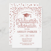 Abschluss - Rose Gold Weiß Einladung (Vorne/Hinten)