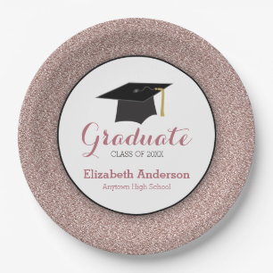 Abschluss-Roségold-Glitter Elegant Pappteller