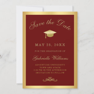 Abschluss Rot Gold Schrift Rahmen Save the Date Ankündigung