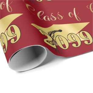 Abschluss Rot Metallic Gold Jahrgang Geschenkpapier