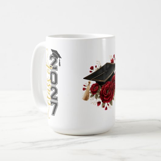 Abschluss Rot Rosen Kaffeetasse (Vorderseite Links)