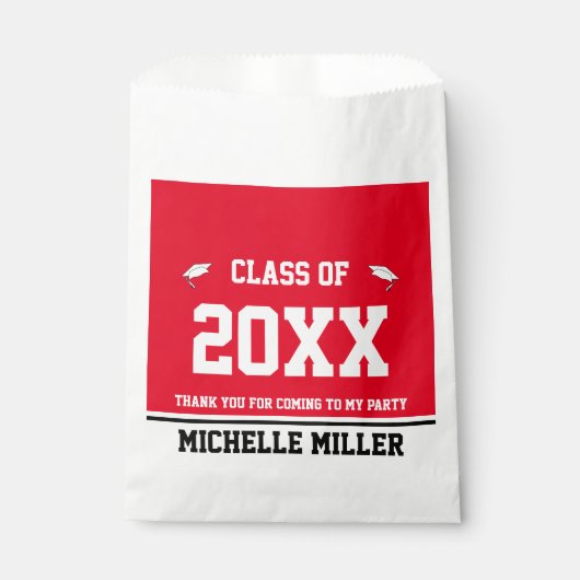 Abschluss Rot Schwarz und Weiß Graduiertenname Geschenktütchen (Vorderseite)