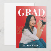 Abschluss Rot Schwarz Weiß Zeitschrift Ankündigung (Vorne/Hinten)