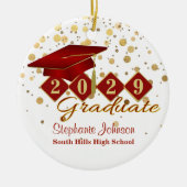 Abschluss Rot und Gold Keramik Ornament (Vorne)