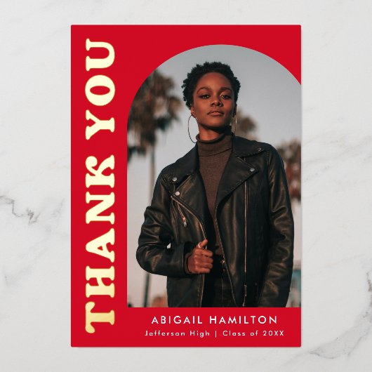 Abschluss Rot und Goldfolie Folieneinladung (Vorderseite)