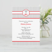 Abschluss-Rot und Grau Caduceus RN BSN LPN Einladung (Stehend Vorderseite)