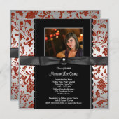 Abschluss Rot und Schwarzes Foto Announcem Einladung (Vorne/Hinten)