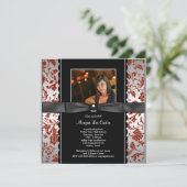 Abschluss Rot und Schwarzes Foto Announcem Einladung (Stehend Vorderseite)