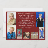 Abschluss Rot und Weiß Drei Foto Vorderseite Einladung (Rückseite)