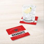 Abschluss Rot und Weiß  Rechteckiger Pappuntersetzer (Vor Ort)