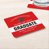 Abschluss Rot und Weiß  Rechteckiger Pappuntersetzer (angewinkelt)