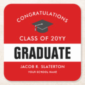 Abschluss Rot und Weiß  Rechteckiger Pappuntersetzer (Vorderseite)