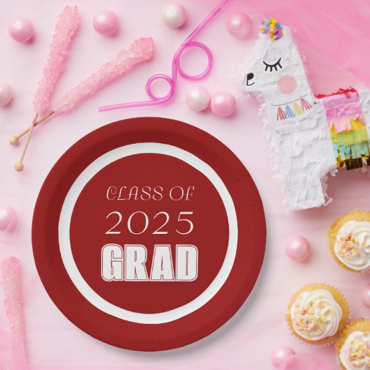 Abschluss "Rote und Weiße Schule" Pappteller (Party)