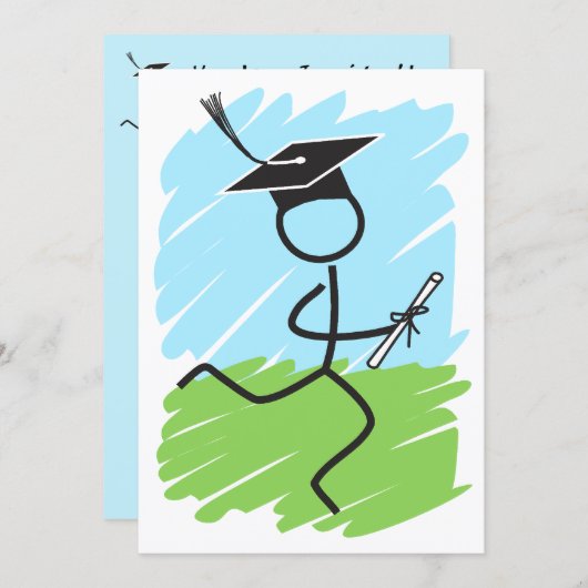 Abschluss Runner © Party Cross Country Track Einladung (Vorne/Hinten)