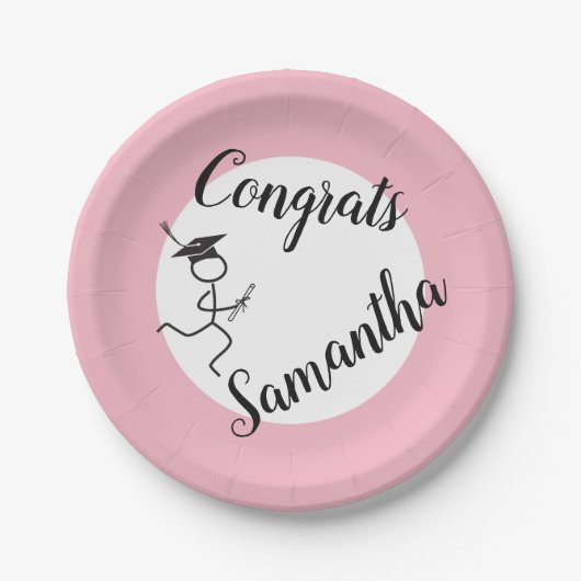 Abschluss Runner © Running Grad Party Pink Pappteller (Vorderseite)