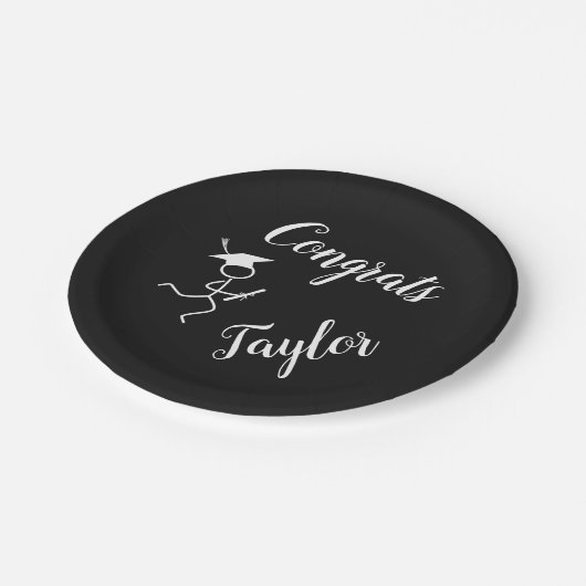 Abschluss Runner © Running Grad Schwarz-weiß Plate Pappteller (Schrägansicht)