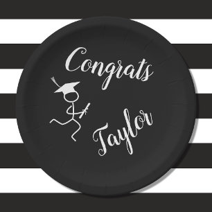 Abschluss Runner © Running Grad Schwarz-weiß Plate Pappteller