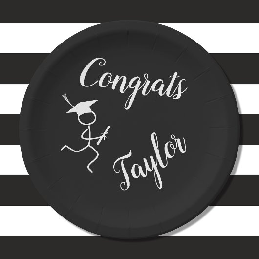 Abschluss Runner © Running Grad Schwarz-weiß Plate Pappteller