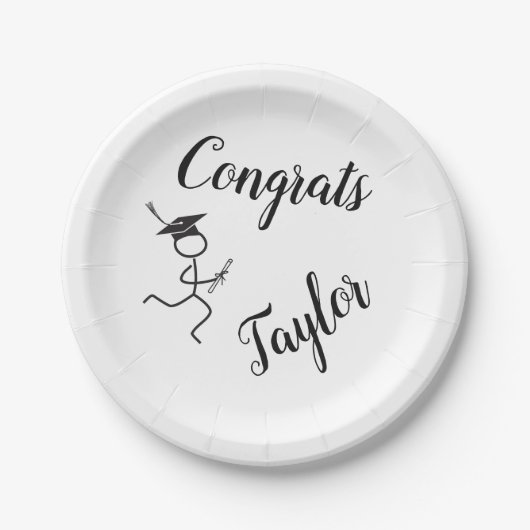 Abschluss Runner © Running Grad White Black Text Pappteller (Vorderseite)