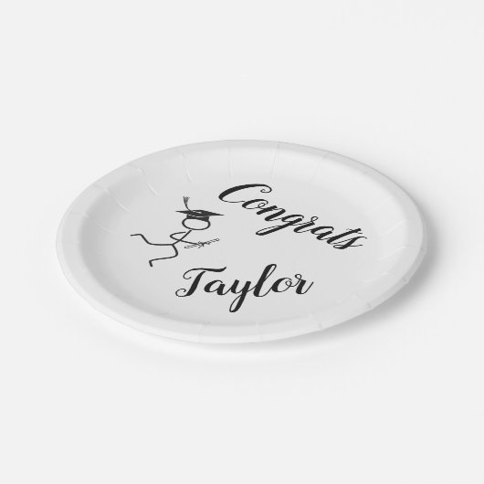 Abschluss Runner © Running Grad White Black Text Pappteller (Schrägansicht)